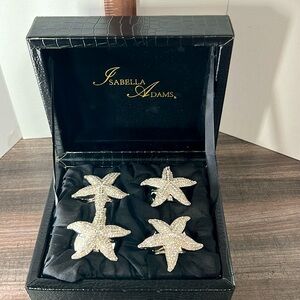 Isabella Adam’s Starfish Napkin Ring Featuring Premium Crystal | Set of 4